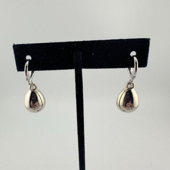 Signed Givenchy Silver tone Teardrop Earrings with Swarovski Crystals - Picture 4 of 6